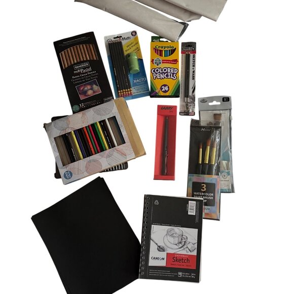 Canson, Crayola, Lamy Other - Art Supplies Bundle With Sketch Pads Colored Pencils Paint Brushes Pastel Chalk